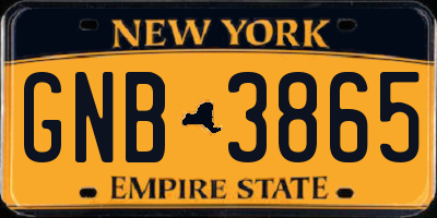 NY license plate GNB3865