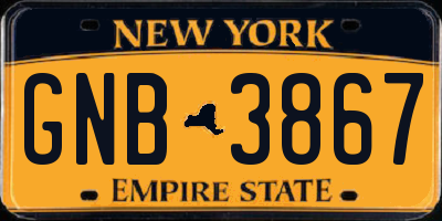 NY license plate GNB3867