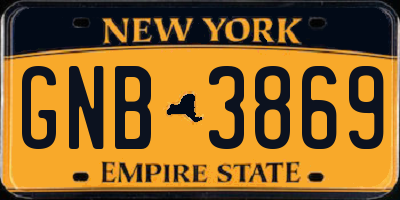 NY license plate GNB3869