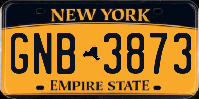 NY license plate GNB3873