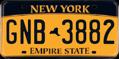NY license plate GNB3882