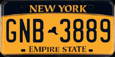 NY license plate GNB3889