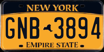 NY license plate GNB3894