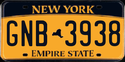 NY license plate GNB3938