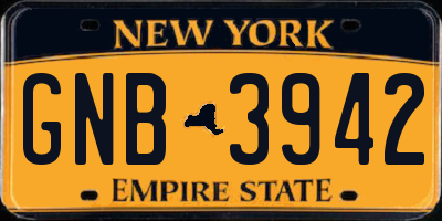 NY license plate GNB3942