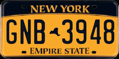 NY license plate GNB3948