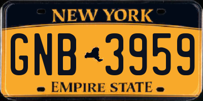 NY license plate GNB3959