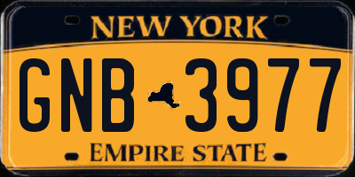NY license plate GNB3977