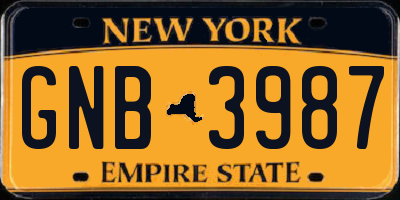 NY license plate GNB3987