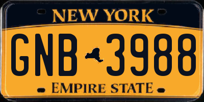 NY license plate GNB3988
