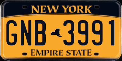 NY license plate GNB3991