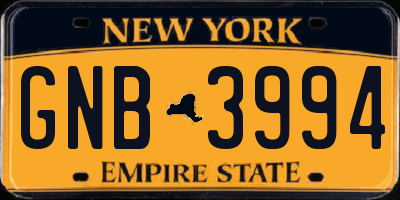 NY license plate GNB3994