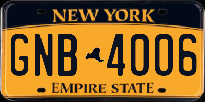 NY license plate GNB4006