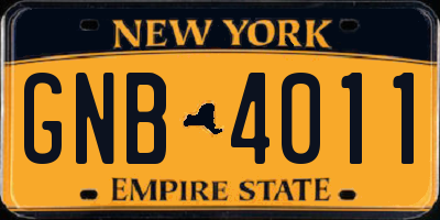 NY license plate GNB4011