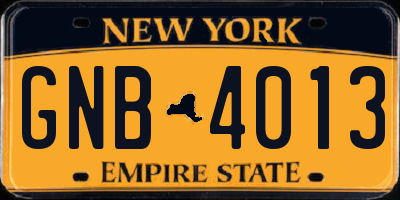 NY license plate GNB4013
