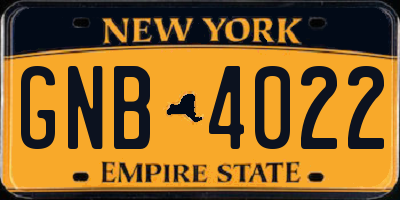 NY license plate GNB4022