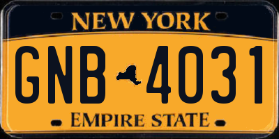 NY license plate GNB4031