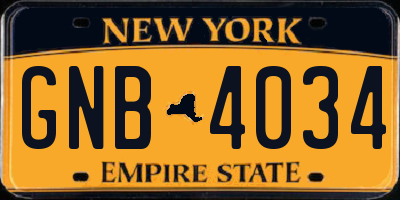 NY license plate GNB4034
