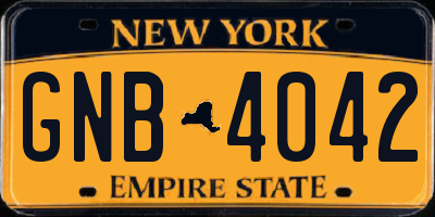 NY license plate GNB4042