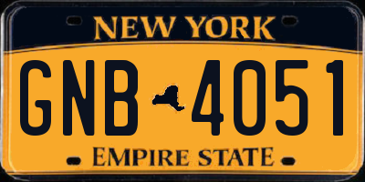 NY license plate GNB4051