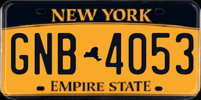 NY license plate GNB4053