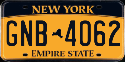 NY license plate GNB4062