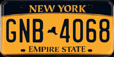 NY license plate GNB4068