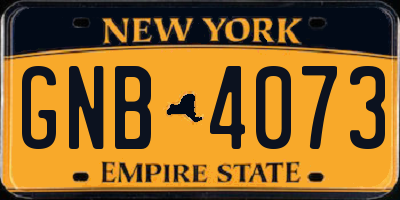 NY license plate GNB4073