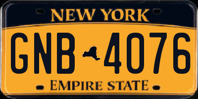 NY license plate GNB4076