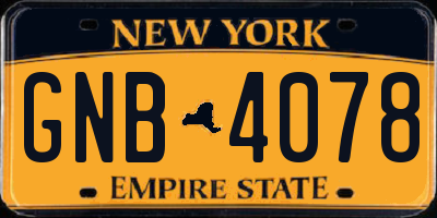 NY license plate GNB4078