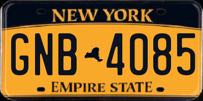 NY license plate GNB4085