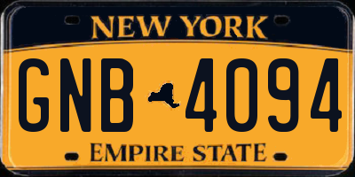 NY license plate GNB4094
