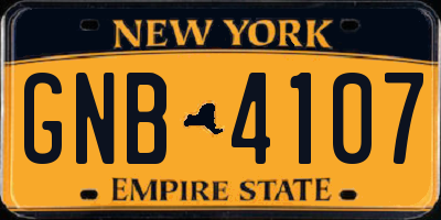NY license plate GNB4107