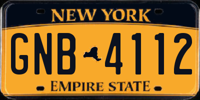 NY license plate GNB4112
