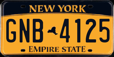 NY license plate GNB4125