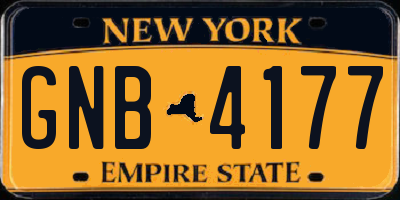 NY license plate GNB4177
