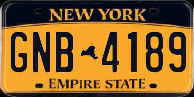 NY license plate GNB4189