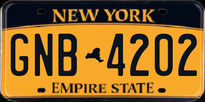 NY license plate GNB4202