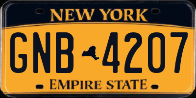 NY license plate GNB4207