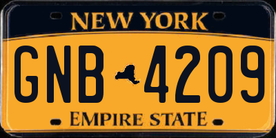 NY license plate GNB4209