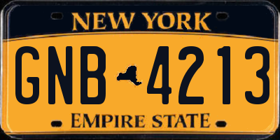 NY license plate GNB4213