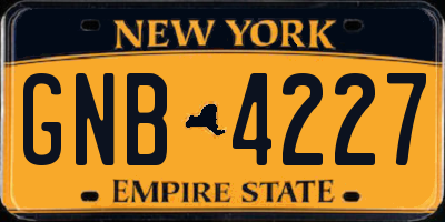 NY license plate GNB4227