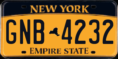 NY license plate GNB4232