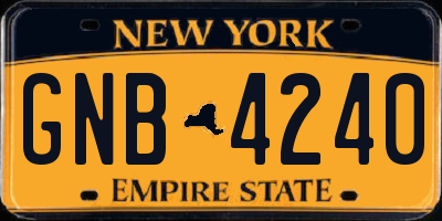 NY license plate GNB4240