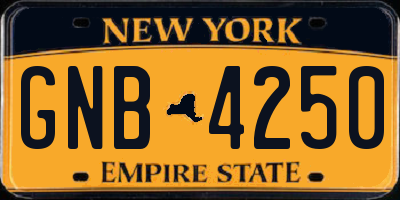 NY license plate GNB4250
