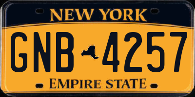 NY license plate GNB4257