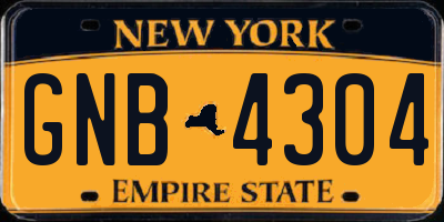 NY license plate GNB4304
