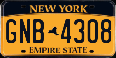 NY license plate GNB4308