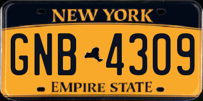 NY license plate GNB4309