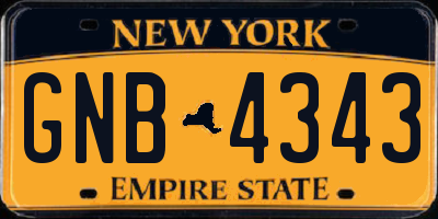 NY license plate GNB4343